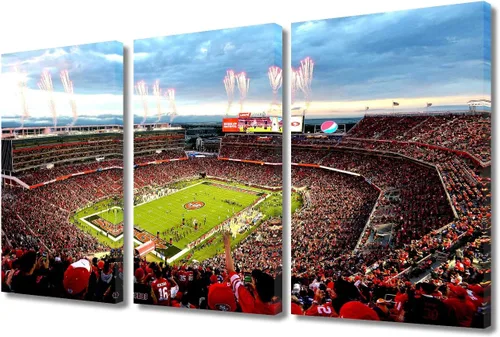 Miniatura 82 de 3 piezas de arte de pared deportivo del equipo de fútbol de los Vikings de Estados Unidos, pinturas de estadios deportivos Minnesota, Estados