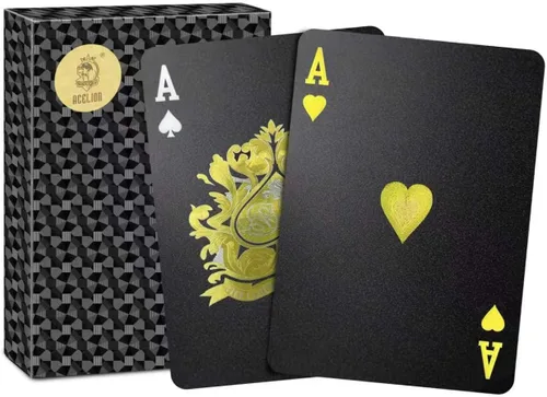 Miniatura 10 de ACELION Cartas de juego impermeables, cartas de plástico, baraja de cartas, tarjetas de póquer de regalo (negro)