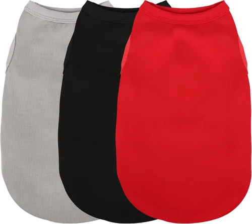 Miniatura 8 de Paiaite 6 piezas de camisa lisa para perro, camisas sin mangas de algodón para cachorros, ropa transpirable para mascotas, camiseta sin mangas