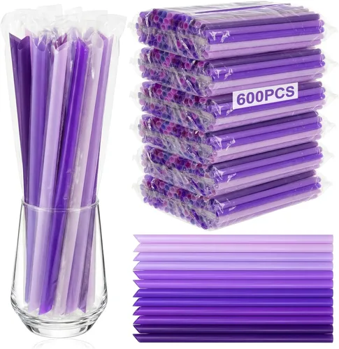 Miniatura 24 de Tessco for you 600 piezas de 25 cm de pajitas jumbo para batidos a granel de 10 mm de plástico desechable con burbujas de té de boca ancha envueltas