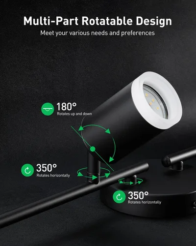 Miniatura 4 de Bojim Iluminación de pista LED flexible, accesorios de iluminación de pista de techo de 4 luces en negro, foco de techo con brazos de luz plegables
