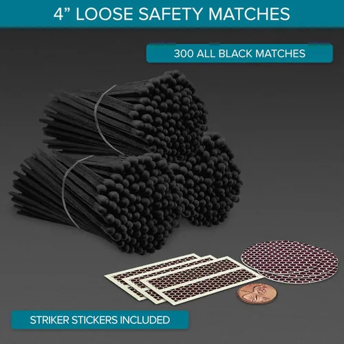 Miniatura 2 de Fósforos negros de 4 pulgadas + calcomanías de golpeador incluidas, 300 cerillas decorativas de seguridad de punta negra Cerillas largas