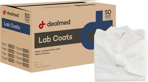Miniatura 2 de Dealmed Abrigo de laboratorio SMS desechable, sin bolsillos, blanco