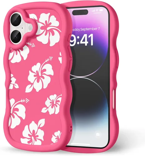 Miniatura 270 de Compatible con iPhone SE/8/7 Funda para Mujeres y Niñas, Marco Ondulado Rizado con Patrón Lindo, Estética Delgada Suave Silicona TPU Parachoques
