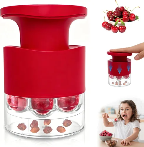 Miniatura 9 de Cherry Pitter, herramienta de descorazonador múltiple 7 en 1 mejorada 2026, ranuras extra grandes de 1.5 pulgadas para cerezas, apto