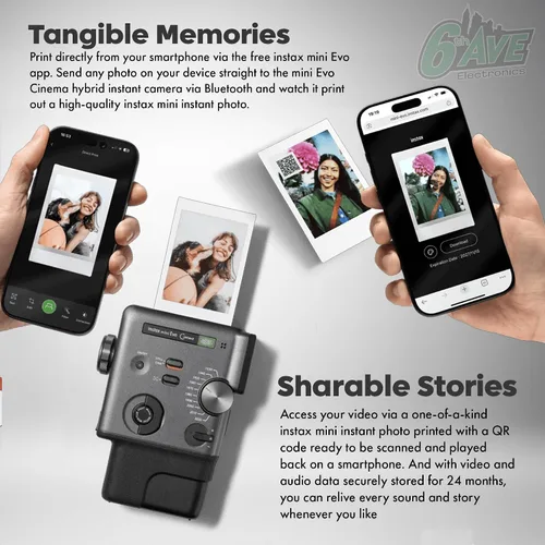 Miniatura 8 de FUJIFILM instax mini Evo Cinema Hybrid - Paquete de cámara instantánea, impresora de cámara 3 en 1 con Bluetooth + Gen Dial para 10 efectos