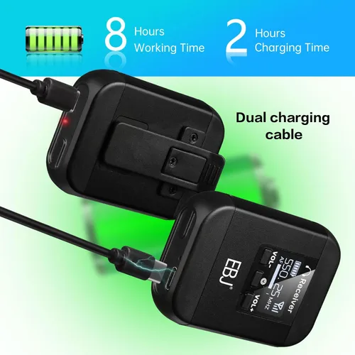 Miniatura 4 de EBJ Sistema de monitor inalámbrico en el oído, monitoreo intrauditivo UHF con transmisor receptor clip, 20 canales ajustables uno a muchos