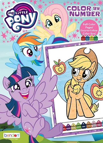 Bendon My Little Pony - Libro para colorear de 48 páginas, color por número, con guía de bordes a todo color