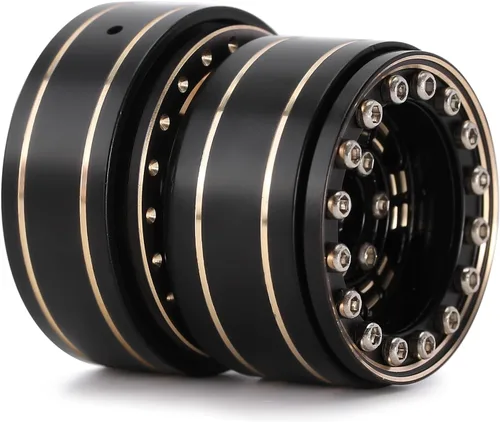 Miniatura 6 de INJORA 1.0 Plus Llantas de rueda Beadlock de latón 4 piezas 12-radios para TRX4M SCX24 FCX24 1/24 1/18 RC Crawler, 42g/pieza (Negro y Oro)