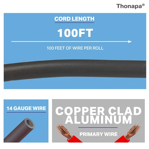 Miniatura 2 de Cable automotriz calibre 14 de 1000 pies, 10 carretes codificados por colores, aluminio recubierto de cobre, aislamiento flexible y grueso, alambre