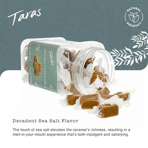 Miniatura 4 de Taras Gourmet Sea Salt Caramels All Natural Candy Creamy & Individually Wrapped with Real Butter (20 oz)