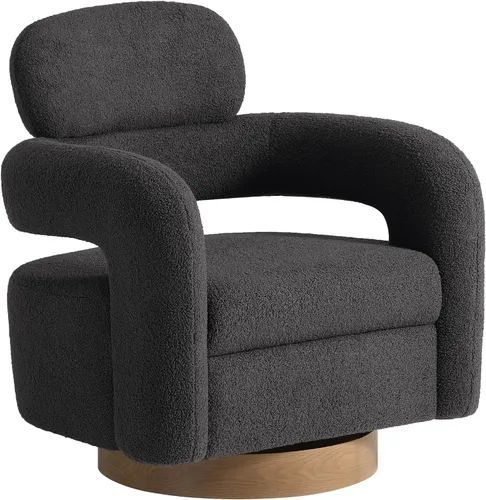 WestinTrends Alexandria Mid-Century Modern Sherpa - Silla giratoria de barril color gris carbón