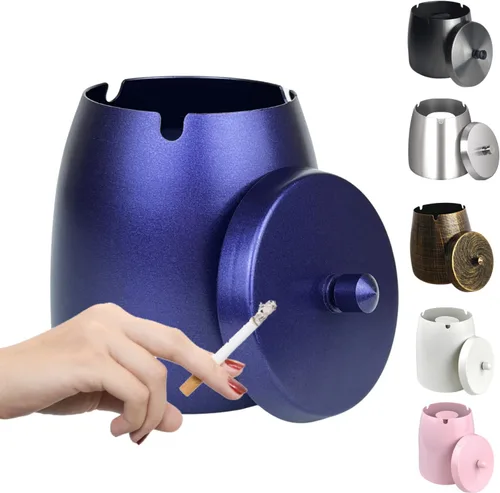 Miniatura 11 de Cenicero, Cenicero Grande para Exteriores con Tapa, Cenicero para Patio Exterior, de Acero Inoxidable, Resistente al Viento, Sin Humo, para Balcón