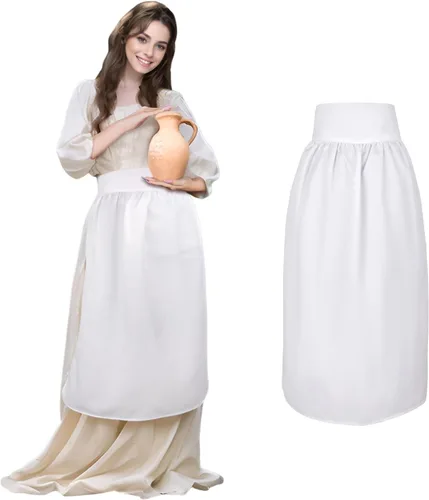 Aspire Delantal de cintura de sirvienta blanco, traje de cosplay de Halloween, disfraz de medio vestido para fiesta