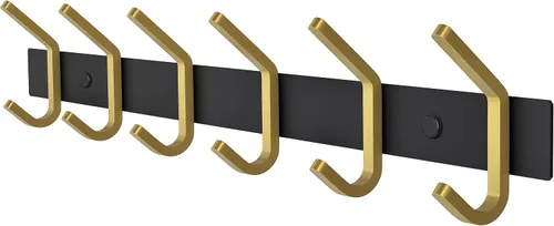 Miniatura 35 de Perchero de Abrigos Pequeño Negro Mate para Pared – Riel de Ganchos de Acero Inoxidable de 6 Pulgadas con 2 Ganchos Dobles para Abrigos