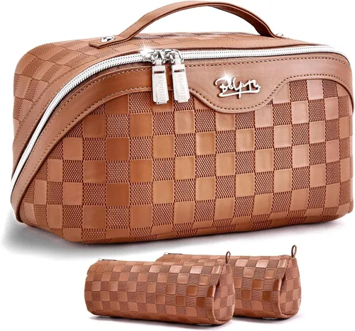 Miniatura 63 de BOYATU Bolsa organizadora de maquillaje de viaje, bolsa de cosméticos: Juego de 3 bolsas de maquillaje para mujeres con asa - Bolsas de aseo