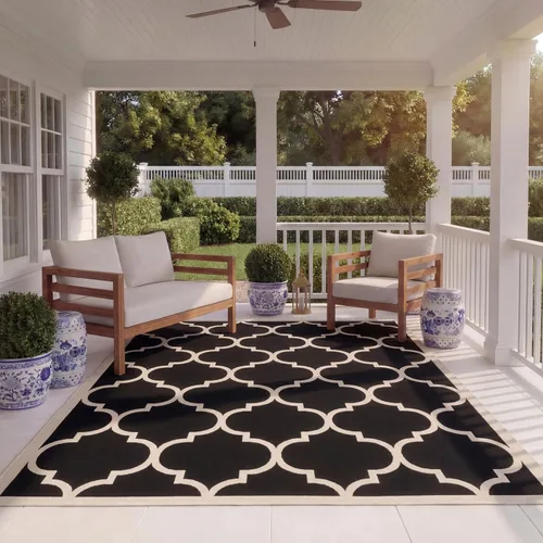 Miniatura 31 de SAFAVIEH Courtyard Collection - Alfombra decorativa de 2 x 3 pies 7 pulgadas, verde oscuro y beige, no desprende pelusa y de fácil cuidado