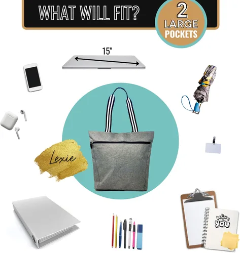 Miniatura 27 de Brooke & Jess Designs Teacher Tote Bag for Work - Teacher Handbag Gifts for Women, Teacher Bag Best Teacher Appreciation Gift
