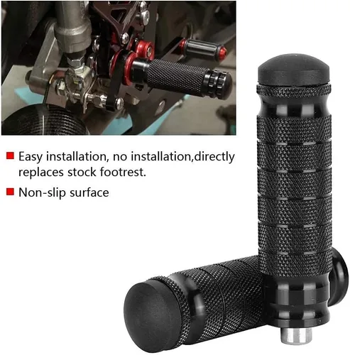 Miniatura 5 de Aramox Reposapiés de la motocicleta, 2pcs CNC de la Motocicleta Reposapiés Trasero Universal M8 Antideslizante Reposapiés Pies Clavijas Pedales
