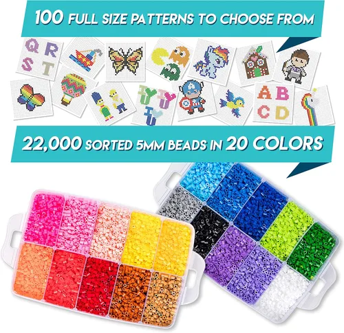 Miniatura 2 de Kit de cuentas fusibles XXL, cuentas derretidas para manualidades de niños Kit de cuentas de hierro para niños - fusibles de cuentas de clavijas