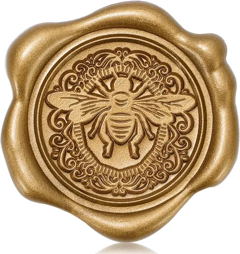 Whaline 50 calcomanías de sello de cera, autoadhesivas 3D de abeja dorada, calcomanías en relieve para Navidad, tarjetas de invitación de