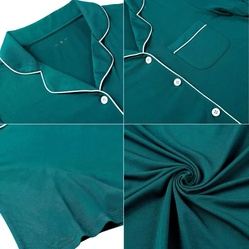Miniatura 5 de Samring Camisón de pijama para mujer, manga corta/larga, con botones, camisón para dormir, camisón para novio, talla XXL