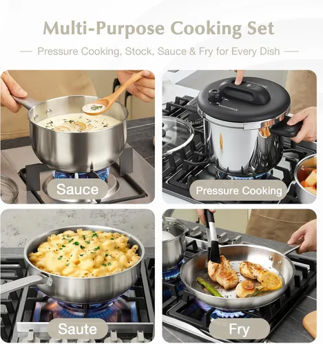 Miniatura 4 de KOCH SYSTEME CS Juego de ollas y sartenes de acero inoxidable, 10 piezas de utensilios de cocina de acero inoxidable para cocina profesional