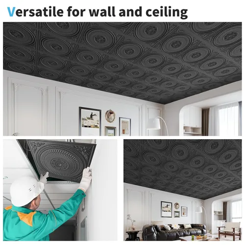 Miniatura 6 de Art3d Paquete de 12 azulejos de techo colgantes de 2 x 2 pies, paneles de techo de PVC decorativos de fácil instalación para interiores de cocina