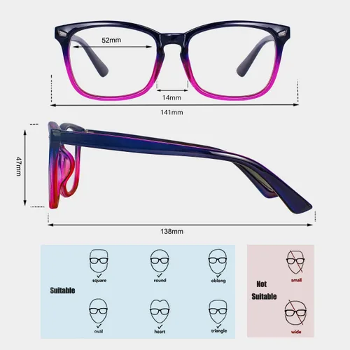 Miniatura 3 de MAXJULI Lentes de bloqueo de luz azul, para lectura de computadora/juegos/TV/teléfonos para mujeres y hombres 6001, Estándar Morado degradado rosa