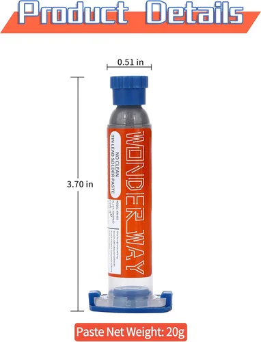 Miniatura 2 de Wonderway Sn63/Pb37 T4 Tin Lead Solder Pasta No Clean, 361.4 °F Punto de fusión (0.71 oz)