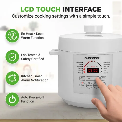 Miniatura 3 de NutriChef Olla a Presión Eléctrica de 6 Cuartos Olla a Presión Digital de Mostrador de 12 Funciones Tiempo y Temperatura Ajustables Función