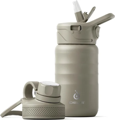 Miniatura 63 de IDEUS Botella de agua aislada de 12 onzas, botella de agua aislada de acero inoxidable para la escuela, botellas aisladas con pajitas a prueba