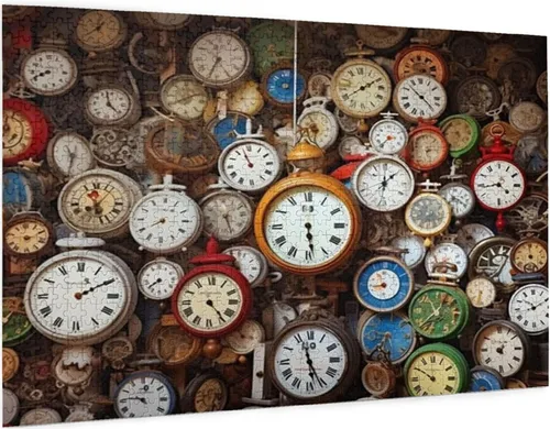 Rompecabezas de 1000 piezas para adultos Pinturas famosas Relojes despertadores Formación contador de tiempo de madera ecológico Único 29.5'' x
