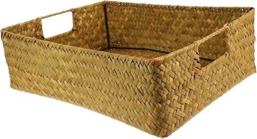 Miniatura 10 de DOITOOL Cestas tejidas para almacenamiento – Cestas de mimbre de pastos marinos con asa – Cestas de estante naturales cesta rectangular