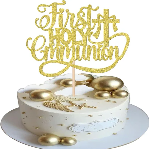 Miniatura 14 de Rsstarxi 1 paquete de decoración de pastel con purpurina que Dios bendiga al niño, primera comunión, bautismo, decoración para bautismo, baby