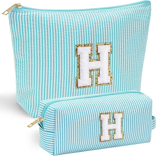 Miniatura 44 de YOOLIFE Regalos del Día de la Madre para mujeres, bolsa de maquillaje con inicial, bolsa de cosméticos, bolsa de maquillaje de viaje, regalos Rosado