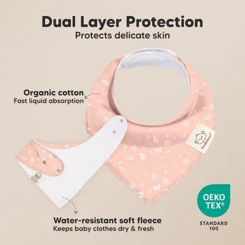 Miniatura 2 de KeaBabies 8 unidades de baberos orgánicos tipo bandana para niñas - Baberos tipo triángulo súper absorbentes para bebés que babean y están
