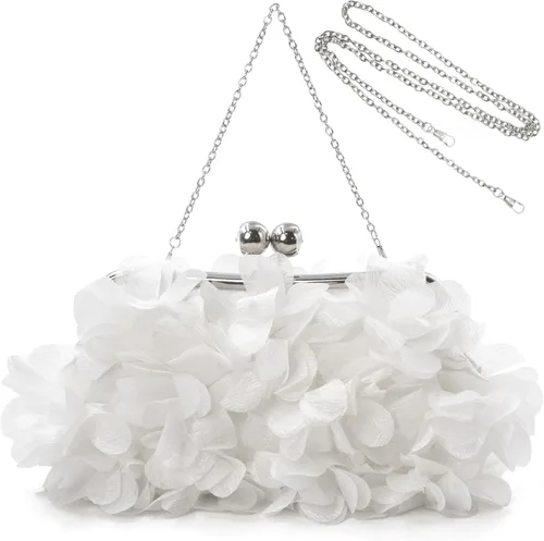 Miniatura 14 de Elegante bolso de noche para mujer, pequeño bolso de mano floral con cadena desmontable para bodas, fiestas, bailes de graduación