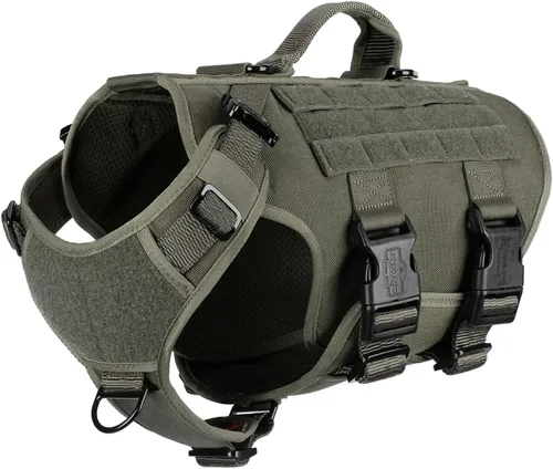 Miniatura 26 de ICEFANG - Arnés táctico para perro con 6 hebillas, chaleco con sistema molle con asa para perro, 3/4 del cuerpo, panel con velcro para parche