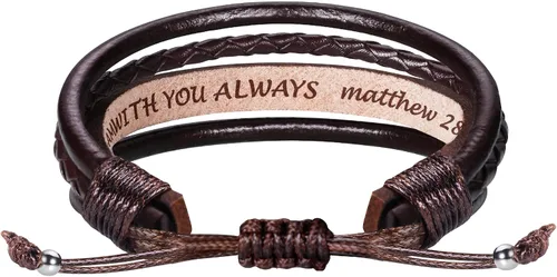 Miniatura 9 de Regalos del día del padre para papá, marido, pulsera de cuero para hombres, él, novio, hijo, ajustable, marrón, pulsera de cuero para hombre