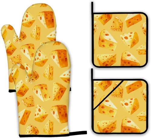 Miniatura 25 de Guantes de horno y soportes para ollas, The Kitchen is My Happy Place, resistentes al calor, guantes y soporte para ollas para decoración del hogar