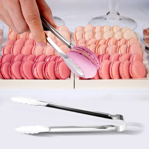 Miniatura 8 de Paquete de 12 pinzas pequeñas para servir, XEVOM pinzas de acero inoxidable para azúcar, mini pinzas para aperitivos, pinzas de cocina de metal