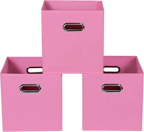Miniatura 25 de Contenedores de almacenamiento de tela, organizadores de tela con asa, cubos plegables para almacenamiento de tela o accesorios, 11 x 11 x 11 Naranja