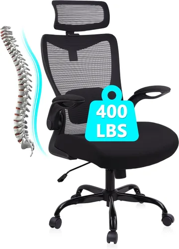 Miniatura 9 de CLATINA Silla de oficina ergonómica de malla resistente de 400 libras, silla de escritorio grande y alta con soporte lumbar ajustable