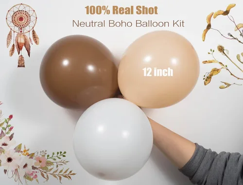 Miniatura 3 de Kit de guirnalda de globos neutros bohemios, arco de globos de revelación de género, marrón, nude, tostado, café, beige, crema, blanco mate, látex