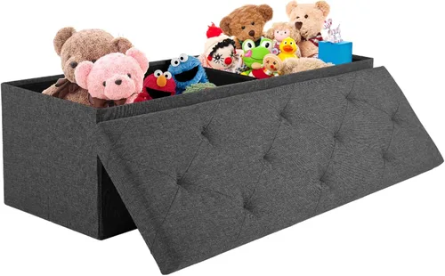 Miniatura 6 de NEWBULIG Banco Otomán de Almacenamiento Plegable de 30 Pulgadas con Asiento Acolchado para Dormitorio, Taburetes Reposapiés Pequeños al Final