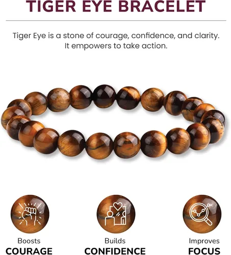 Miniatura 49 de Crystal Vibe Pulseras de cuentas de 0.315 in para mujeres y hombres, pulseras de cristal con piedras preciosas naturales, tamaño elástico ajustable