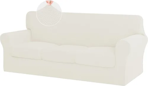 Miniatura 35 de ISSUNTEX - 4 piezas de fundas de sofá de alto estiramiento y espesor, funda suave para sofá con 3 cojines separados, funda elástica de sofá de tela