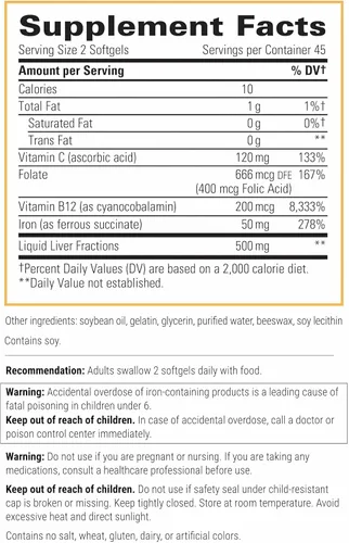 Miniatura 2 de Integrative Therapeutics Iron Complex - Apoyo energético y de bienestar con vitaminas C y B12* - Incluye folato, sin gluten y sin lácteos, 90