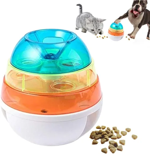 Egg Shape IQ - Vaso dispensador de alimentos, alimentador lento, agujeros personalizables y diversión para todas las mascotas, bola dispensadora de